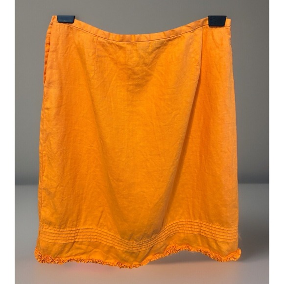 GAP Women's Size 1 Orange Linen Mini Skirt With Hem Ruffle & Buttons Preppy - Picture 3 of 7